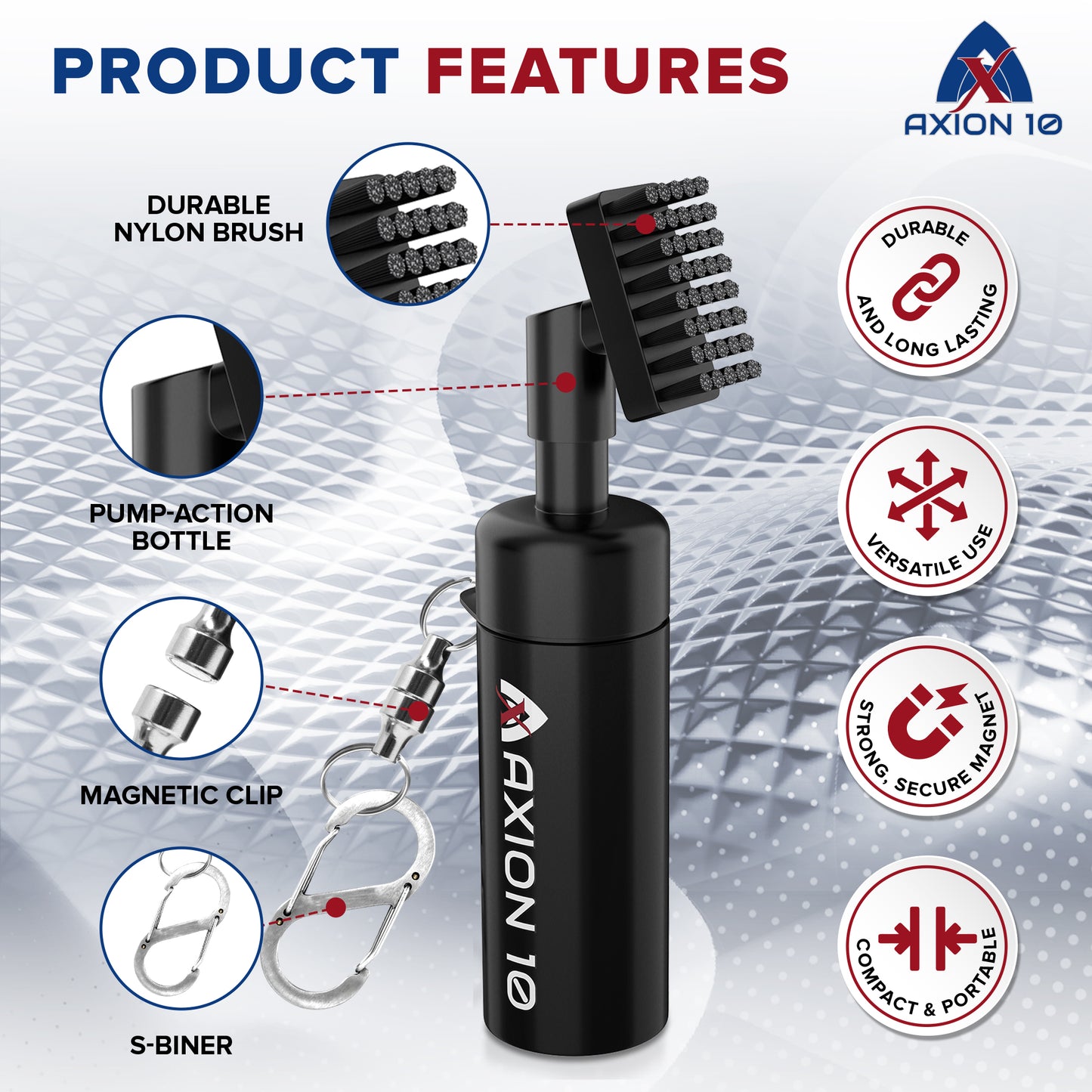 Axion10 Pro Golf Club Cleaner Brush with Golf Towel