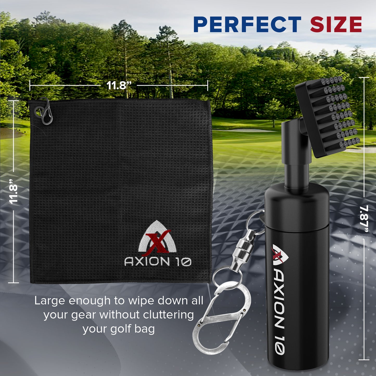 Axion10 Pro Golf Club Cleaner Brush with Golf Towel